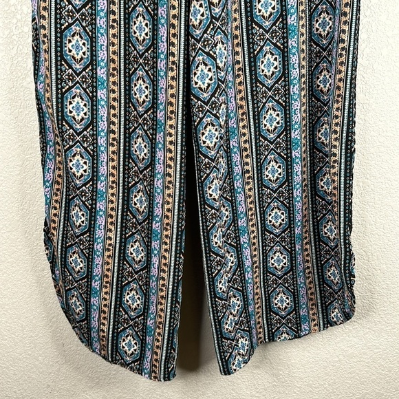 Joe B Boho Floral Embroidered Wide Leg Vacation Wear Drawstring Pants Size M - Picture 3 of 7